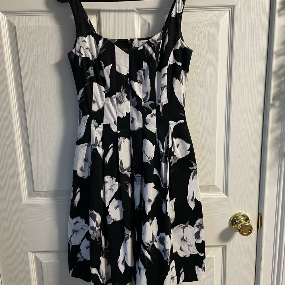 White House Black Market Monochrome Floral Dress
